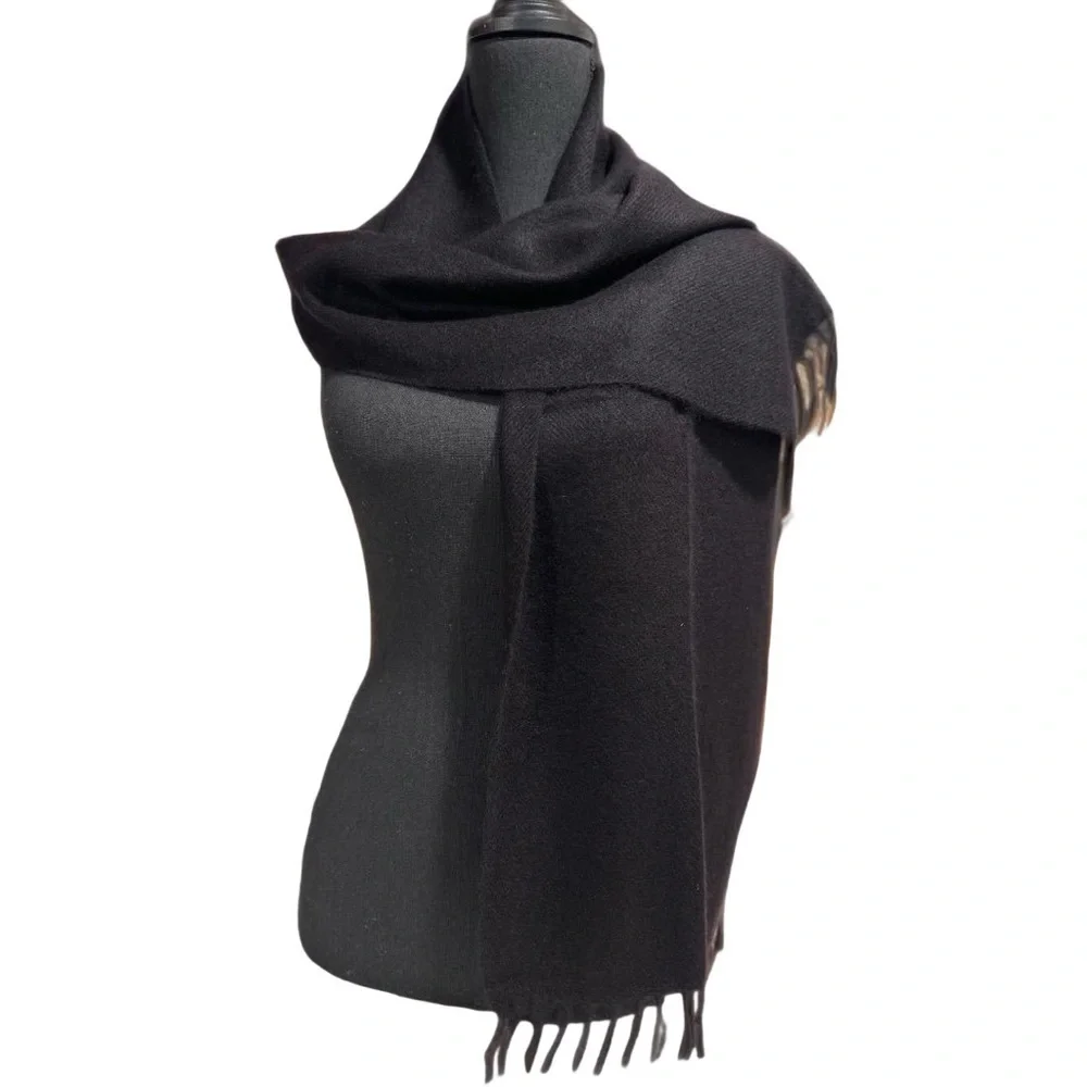 100% Pure 4-Ply Chyangra Pashmina Cashmere Scarf Handmade Nepal COA NWT -BLACK